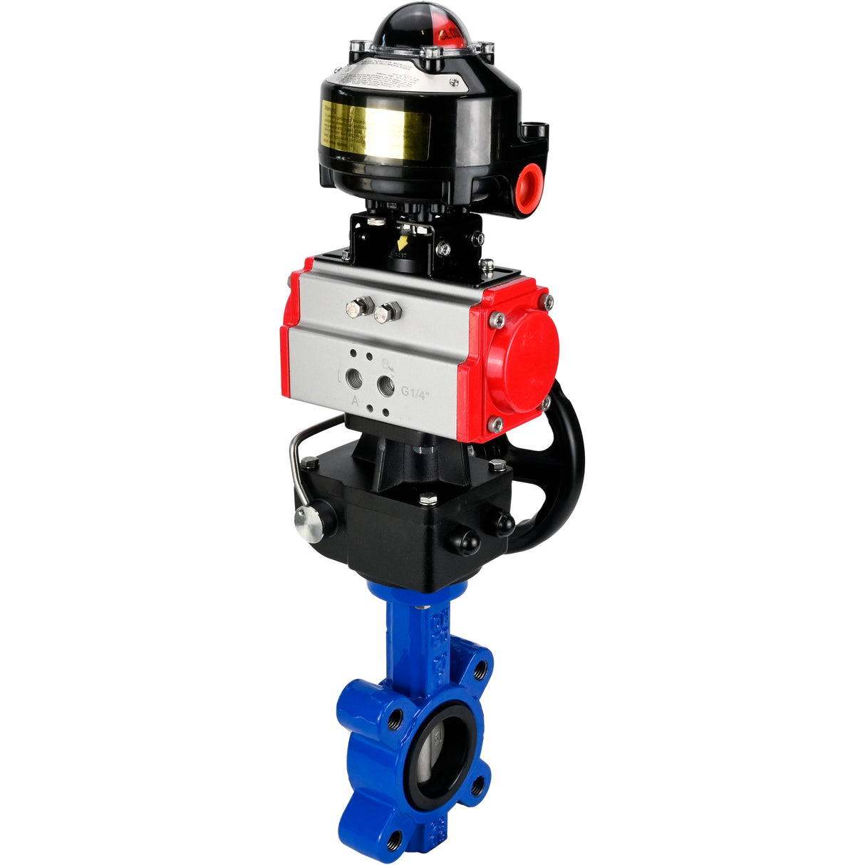 Wasser-Schmetterlingsventil Elephant WBV1631E-2W-Fb-H, Gehäusematerial - Gusseisen QT450, Scheibenmaterial - Edelstahl AISI 304, Dichtung - EPDM, mit pneumatischem Doppelwirkungsantrieb PA-DA, Handrad MON, LSU APL-510N EX