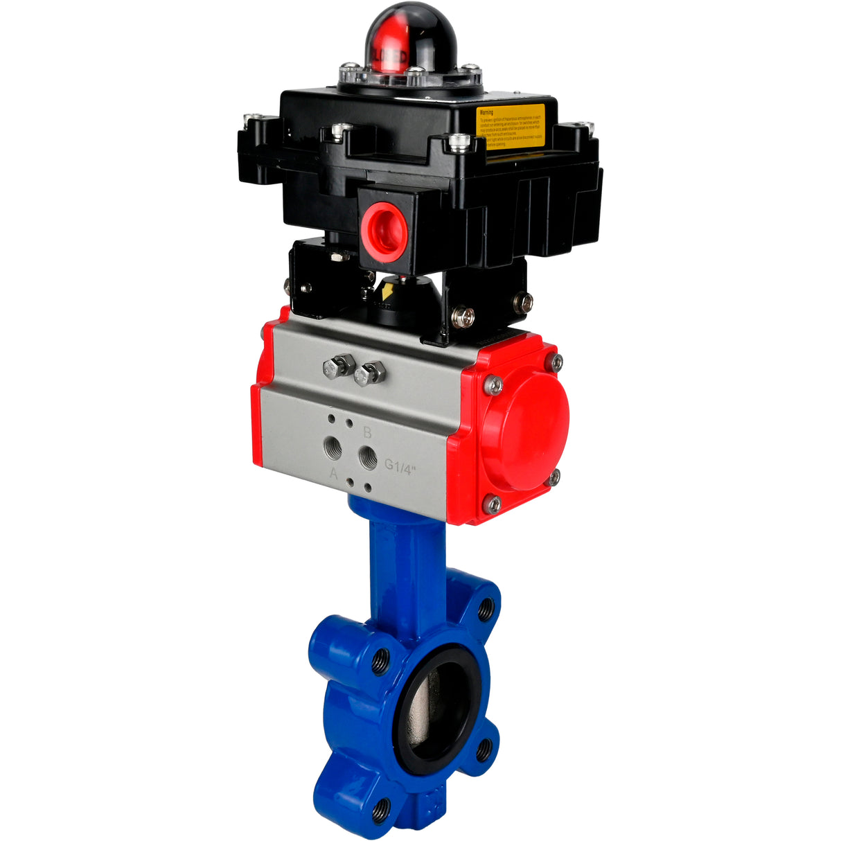 Wasser-Schmetterlingsventil Elephant WBV1631E-2W-Fb-H, Gehäusematerial - Gusseisen QT450, Scheibenmaterial - Edelstahl AISI 304, Dichtung - EPDM, pneumatischer Antrieb PA-SA mit Rückstellfedern, LSU APL-410N EX