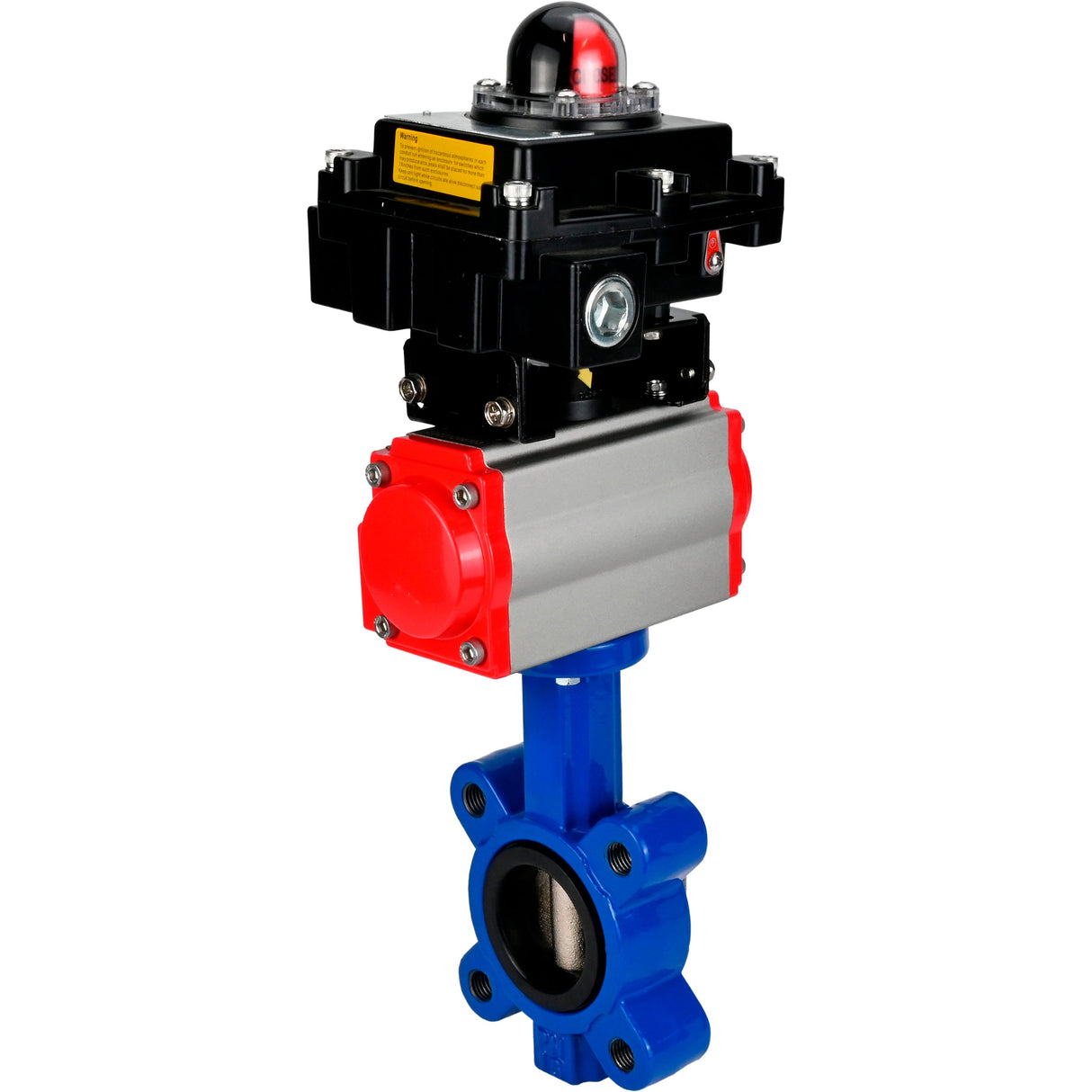 Wasser-Schmetterlingsventil Elephant WBV1631E-2W-Fb-H, Gehäusematerial - Gusseisen QT450, Scheibenmaterial - Edelstahl AISI 304, Dichtung - EPDM, mit pneumatischem Doppelwirkungsantrieb PA-DA, LSU APL-410N EX