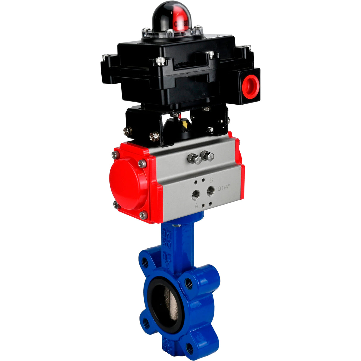 Wasser-Schmetterlingsventil Elephant WBV1631E-2W-Fb-H, Gehäusematerial - Gusseisen QT450, Scheibenmaterial - Edelstahl AISI 304, Dichtung - EPDM, pneumatischer Antrieb PA-SA mit Rückstellfedern, LSU APL-410N EX