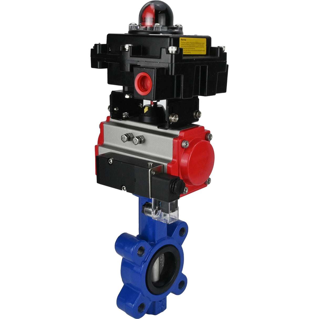 Wasser-Schmetterlingsventil Elephant WBV1631E-2W-Fb-H, Gehäusematerial - Gusseisen QT450, Scheibenmaterial - Edelstahl AISI 304, Dichtung - EPDM, pneumatischer Antrieb PA-SA mit Rückstellfedern, 4M310-08 220V, LSU APL-410N EX