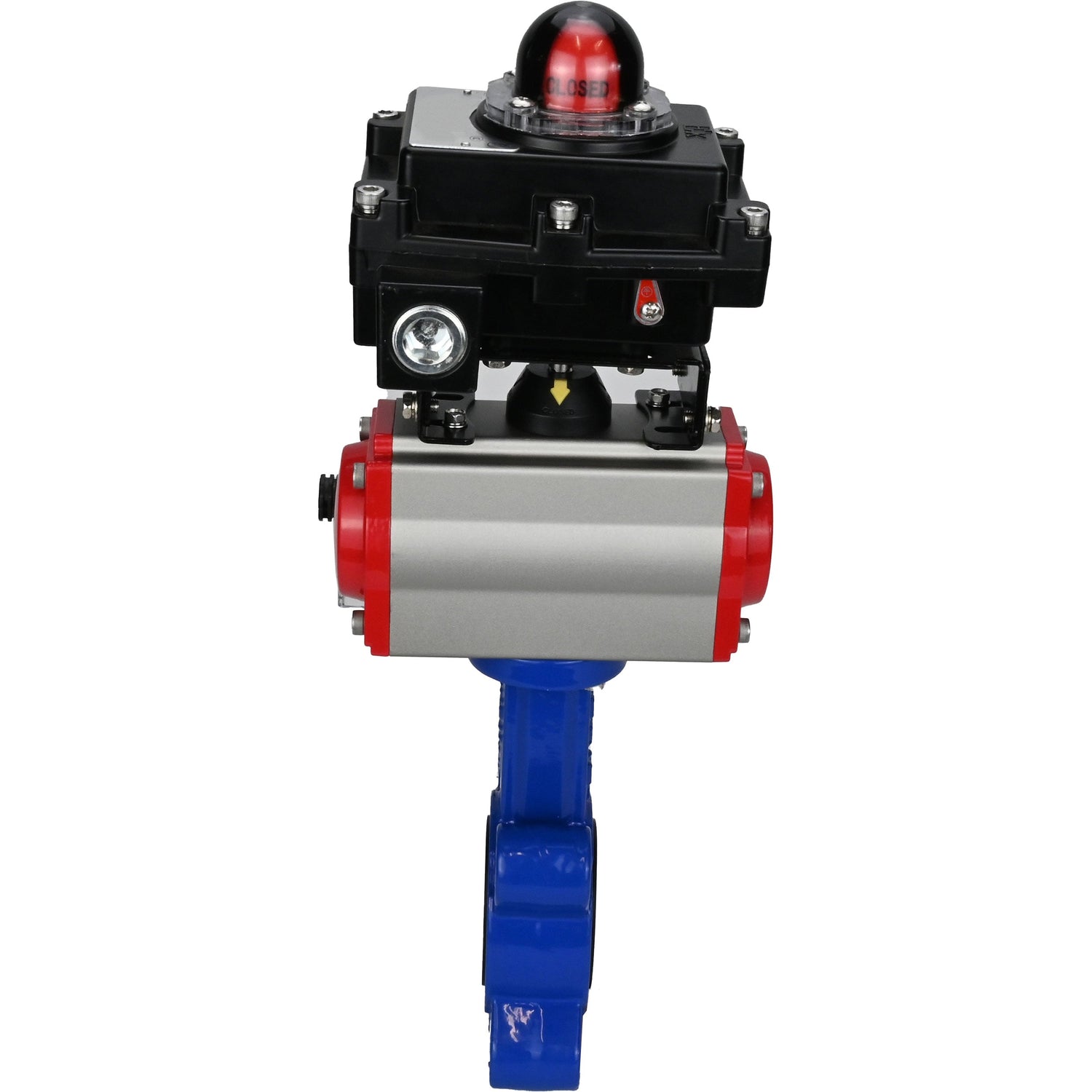 Wasser-Schmetterlingsventil Elephant WBV1631N-2W-Fb-H, Gehäusematerial - Gusseisen QT450, Scheibenmaterial - Edelstahl AISI 304, Dichtung - NBR, pneumatischer Antrieb PA-DA Doppelwirkung, 4M310-08 220V, LSU APL-410N EX