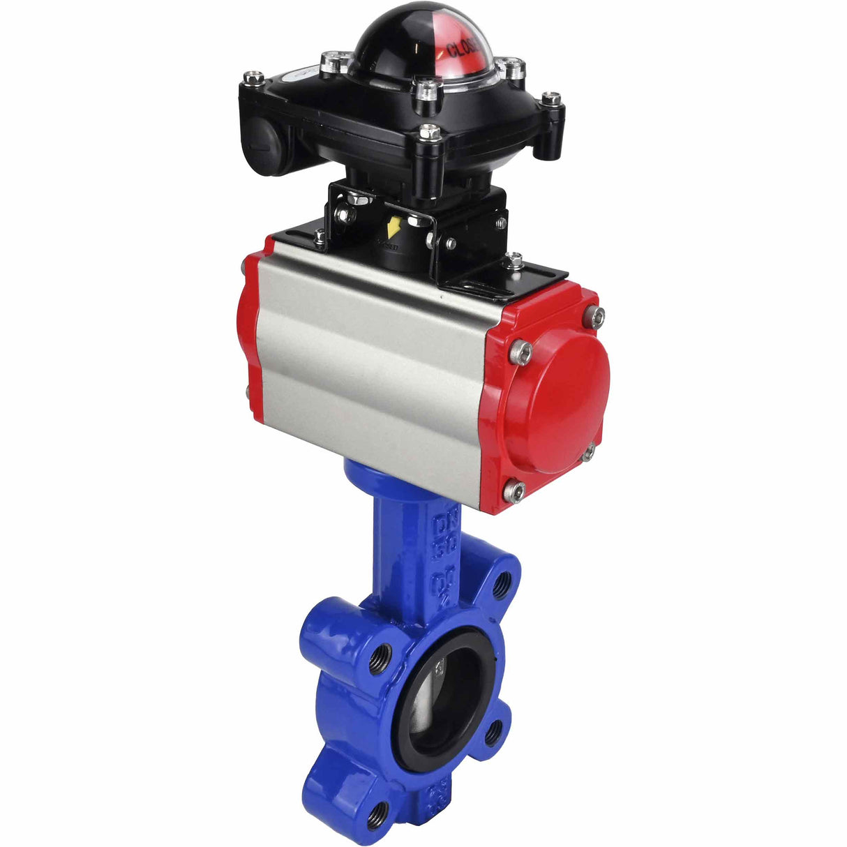 Wasser-Schmetterlingsventil Elephant WBV1631E-2W-Fb-H, Gehäusematerial - Gusseisen QT450, Scheibenmaterial - Edelstahl AISI 304, Dichtung - EPDM, mit pneumatischem Doppelwirkungsantrieb PA-DA, LSU APL-210N