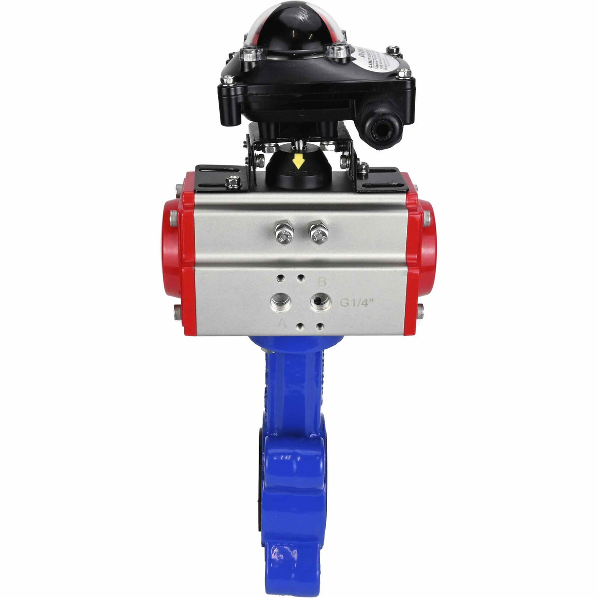 Wasser-Schmetterlingsventil Elephant WBV1631E-2W-Fb-H, Gehäusematerial - Gusseisen QT450, Scheibenmaterial - Edelstahl AISI 304, Dichtung - EPDM, mit pneumatischem Doppelwirkungsantrieb PA-DA, LSU APL-210N