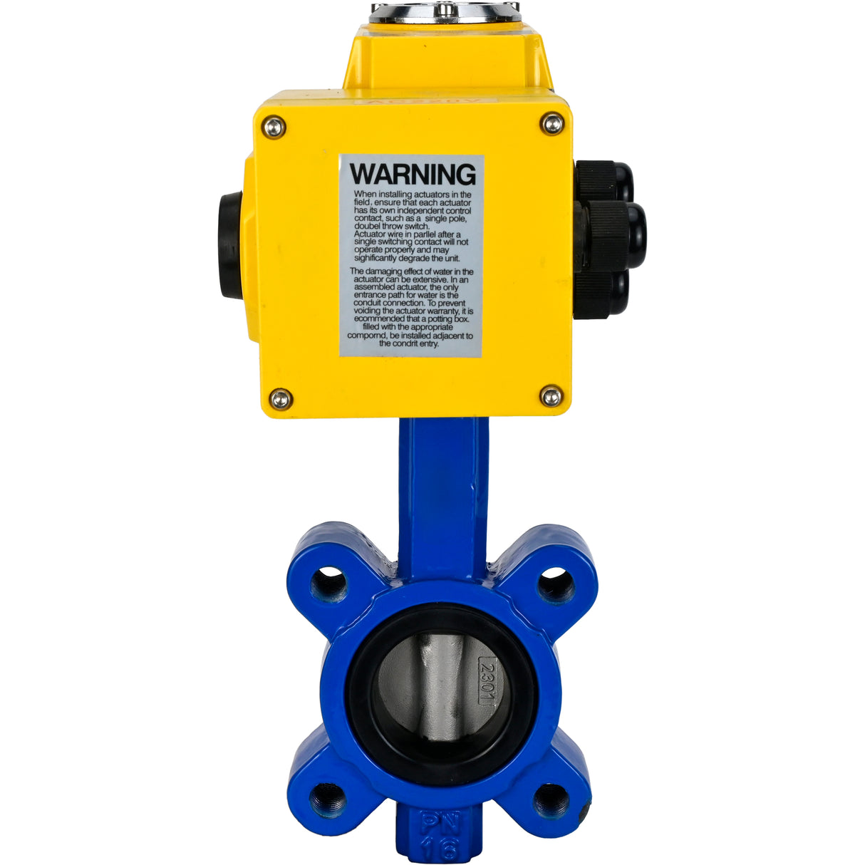 Wasser-Schmetterlingsventil Elephant WBV1631E-2W-Fb-H, Gehäusematerial - Gusseisen QT450, Scheibenmaterial - Edelstahl AISI 304, Dichtung - EPDM, elektrischer Antrieb QT-N-EM-A1-220VAC-U1 220V