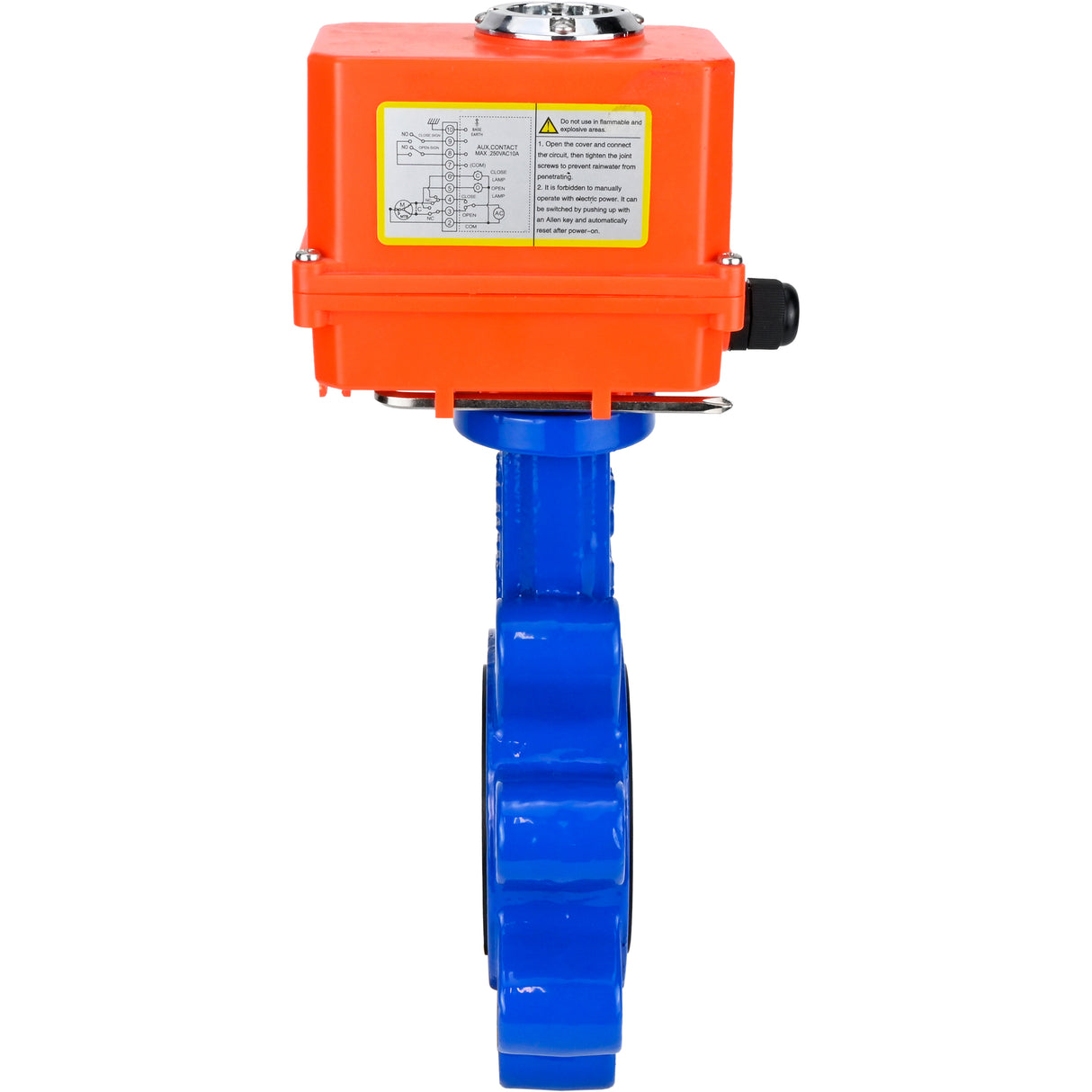 Wasser-Schmetterlingsventil Elephant WBV1631N-2W-Fb-H, Gehäusematerial - Gusseisen QT450, Scheibenmaterial - Edelstahl AISI 304, Dichtung - NBR, elektrischer Antrieb QT-N-EM-O1-220VAC-U1 MINI 220V