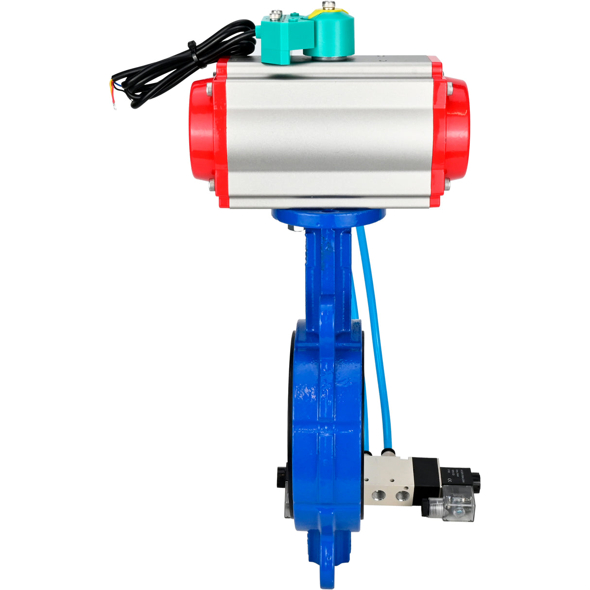 Water Butterfly Valve for abrasive media Elephant WBV1632E-2W-Fb-H DN40-200 16 bar body - QT450 cast iron, disc - 316L stainless steel, seal - EPDM, with pneumatic actuator PA-DA-XXX, pneumatic distributor 4V320-10 220V and ALS200D magnetic switch