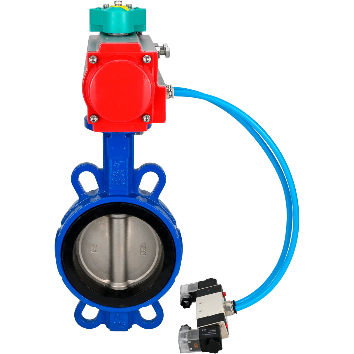 Water Butterfly Valve for abrasive media Elephant WBV1632E-2W-Fb-H DN40-200 16 bar body - QT450 cast iron, disc - 316L stainless steel, seal - EPDM, with pneumatic actuator PA-DA-XXX, pneumatic distributor 4V320-10 220V and ALS200D magnetic switch