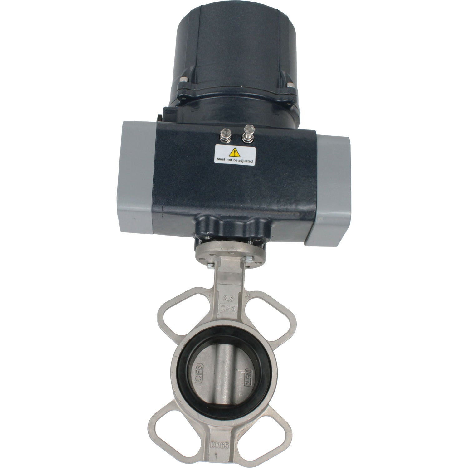 Absperrklappen Elephant WBV3131E-2W-Fb-H zwischenflanschig, Gehäuse - Edelstahl 304, Scheibe - Edelstahl 304, Dichtung - EPDM, mit elektrischem Vierteldrehantrieb Elephant QTSA-N-EM-O0-220VAC