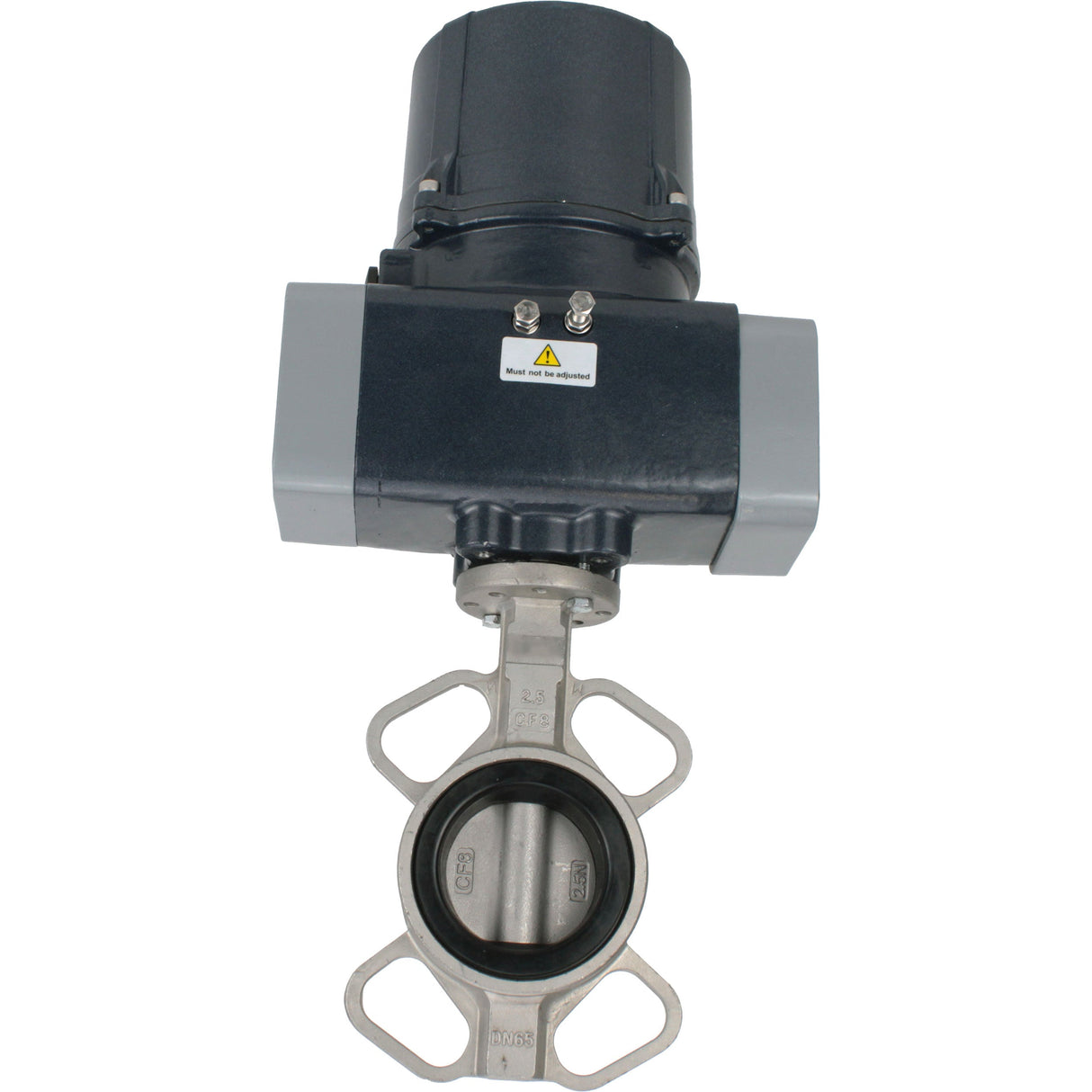 Schmetterlingsventile Elephant WBV3131V-2W-Fb-H zwischenflanschig, Gehäuse - Edelstahl 304, Scheibe - Edelstahl 304, Dichtung - Viton, mit elektrischem Viertelumdrehungsantrieb Elephant QTSA-N-EM-O0-220VAC