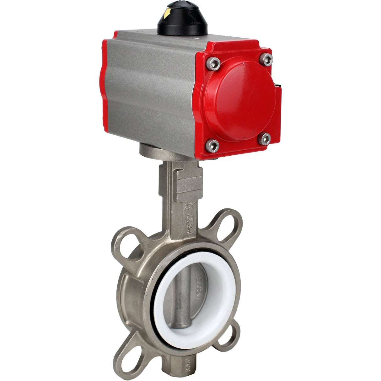 Wasser-Schmetterlingsventil Elephant WBV3131P-2W-Fb-H, Gehäusematerial - Edelstahl AISI 304, Scheibenmaterial - Edelstahl AISI 304, Dichtung - PTFE, pneumatischer Antrieb PA-SA mit Rückstellfedern, 4M310-08 24V