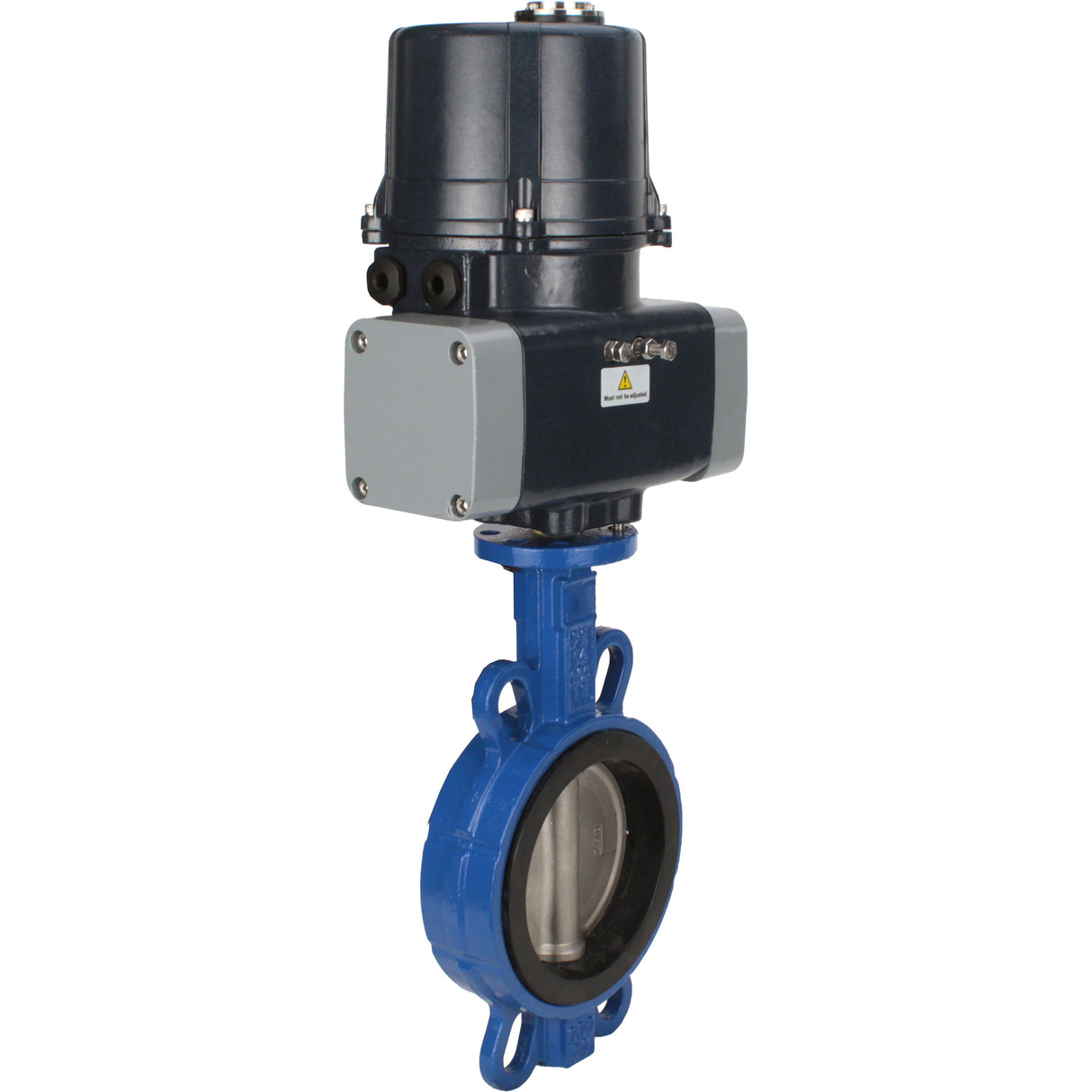 Absperrklappen Elephant WBV3432N-2W-Fb-H mit Zwischenflansch, Gehäuse - WCB Kohlenstoffstahl, Scheibe - Edelstahl 316L, Dichtung - NBR, mit elektrischem Vierteldrehantrieb Elephant QTSA-N-EM-O0-220VAC