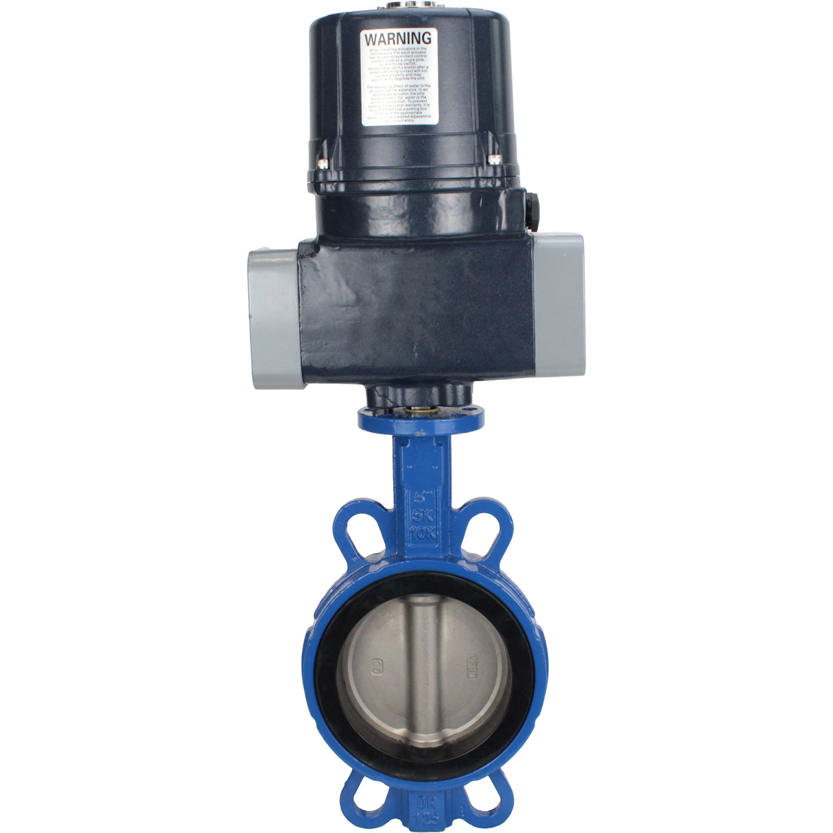 Absperrklappen Elephant WBV3432N-2W-Fb-H mit Zwischenflansch, Gehäuse - WCB Kohlenstoffstahl, Scheibe - Edelstahl 316L, Dichtung - NBR, mit elektrischem Vierteldrehantrieb Elephant QTSA-N-EM-O0-220VAC