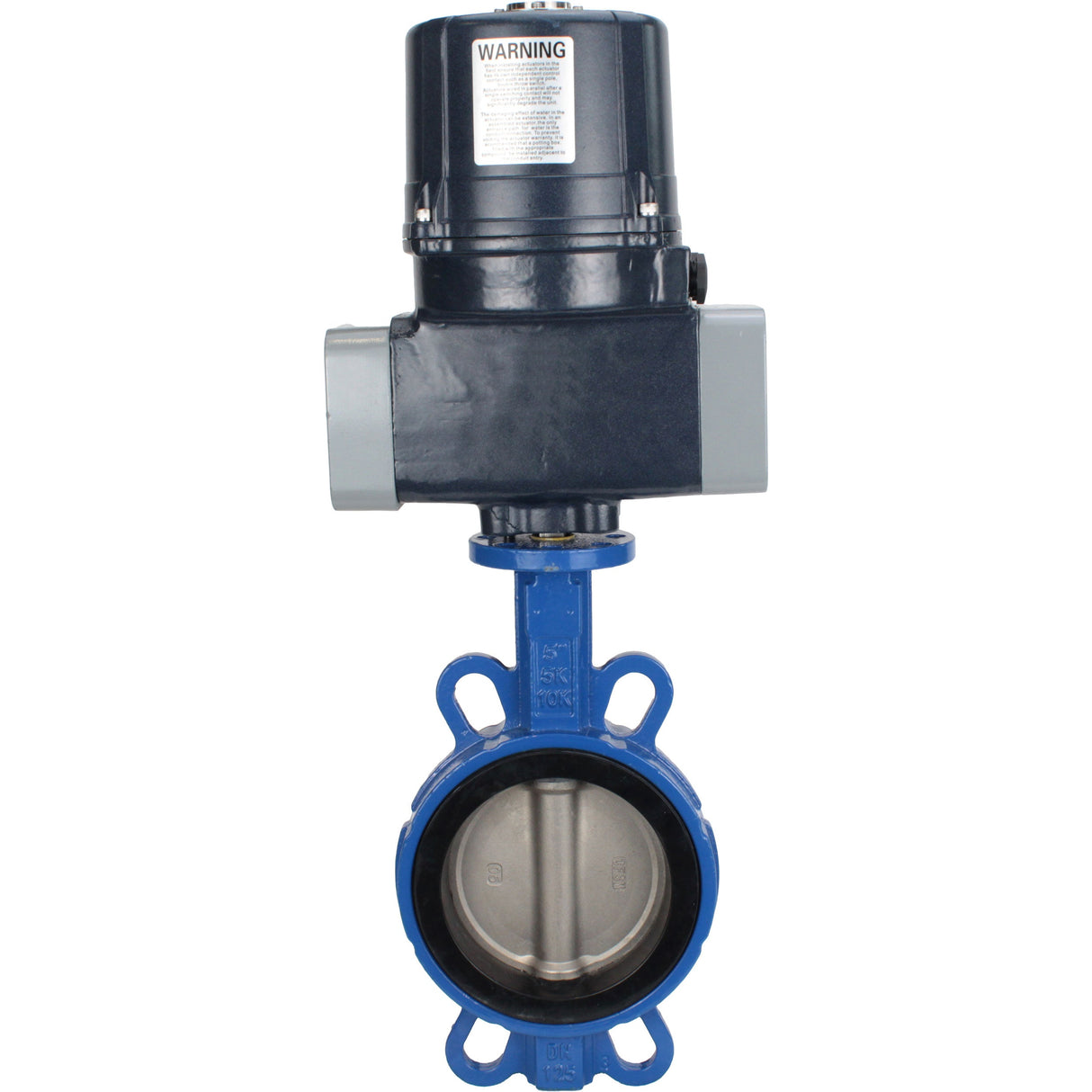 Absperrklappen Elephant WBV3432V-2W-Fb-H mit Zwischenflansch, Gehäuse - WCB Kohlenstoffstahl, Scheibe - Edelstahl 316L, Dichtung - Viton, mit elektrischem Vierteldrehantrieb Elephant QTSA-N-EM-O0-220VAC