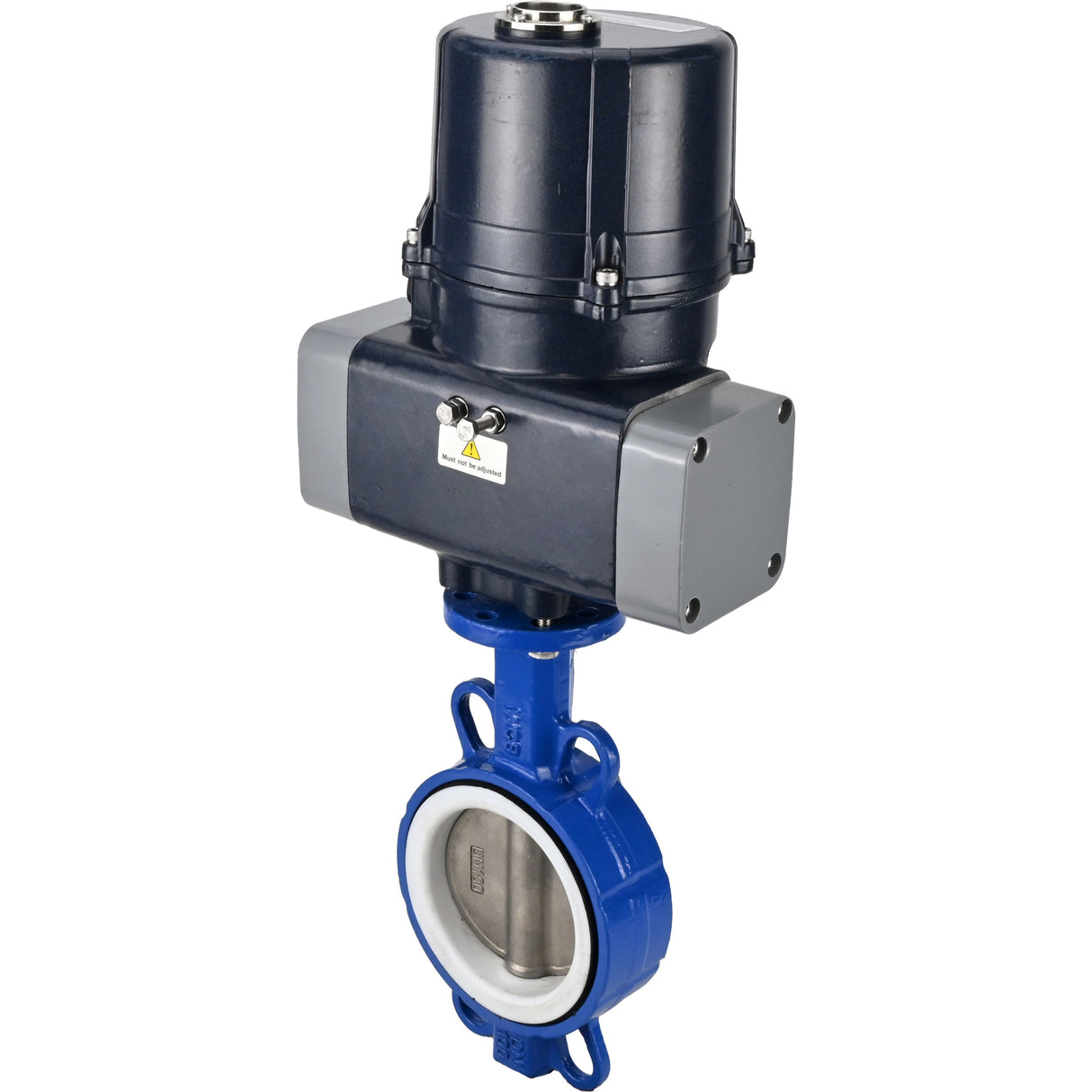 Absperrklappen Elephant WBV3432P-2W-Fb-Flanschverbindung, Gehäuse - WCB Kohlenstoffstahl, Scheibe - Edelstahl 316L, Dichtung - PTFE, mit elektrischem Vierteldrehantrieb Elephant QTSA-N-EM-O0-220VAC