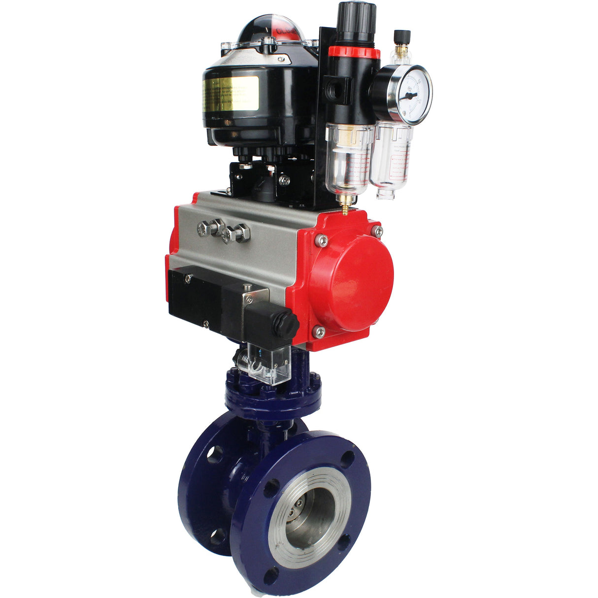 Wasser-Schmetterlingsventil Elephant WBV3EX-3432M-1W-F-ISO, Gehäusematerial - Kohlenstoffstahl, Scheibenmaterial - Edelstahl AISI 316, Dichtung - Metall, pneumatischer Antrieb PA-DA Doppelwirkung, 4M310-08 220V, LSU APL-510N EX, ATU AFC2000