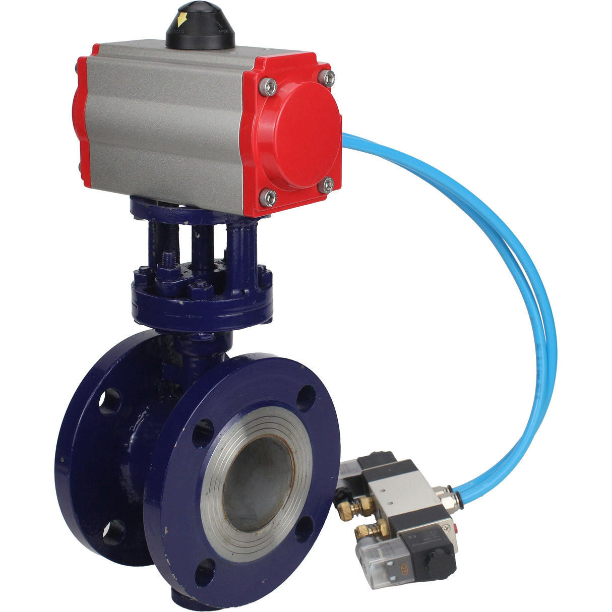 Wasser-Schmetterlingsventil Elephant WBV3EX-3432M-1W-F-ISO, Gehäusematerial - Kohlenstoffstahl, Scheibenmaterial - Edelstahl AISI 316, Dichtung - Metall, pneumatischer Antrieb PA-DA Doppelwirkung, 4V320-08 220V