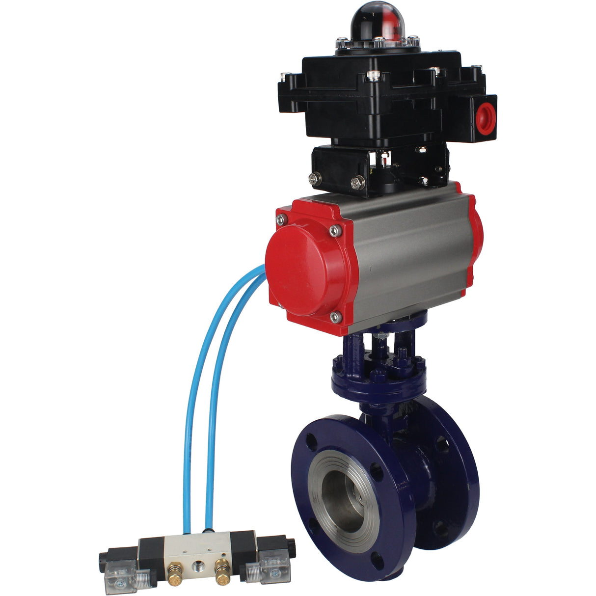Water Butterfly Valve Elephant WBV3EX-3431M-1W-F-ISO, Gehäusematerial - Kohlenstoffstahl, Scheibenmaterial - Edelstahl AISI 304, Dichtung - Metall, pneumatischer Antrieb PA-SA mit Rückstellfedern, 4V320-08 220V, LSU APL-410N EX