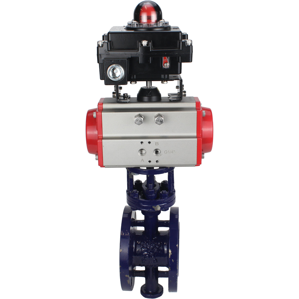 Wasser-Schmetterlingsventil Elephant WBV3EX-3431M-1W-F-ISO, Gehäusematerial - Kohlenstoffstahl, Scheibenmaterial - Edelstahl AISI 304, Dichtung - Metall, pneumatischer Antrieb PA-SA mit Rückstellfedern, , LSU APL-410N EX