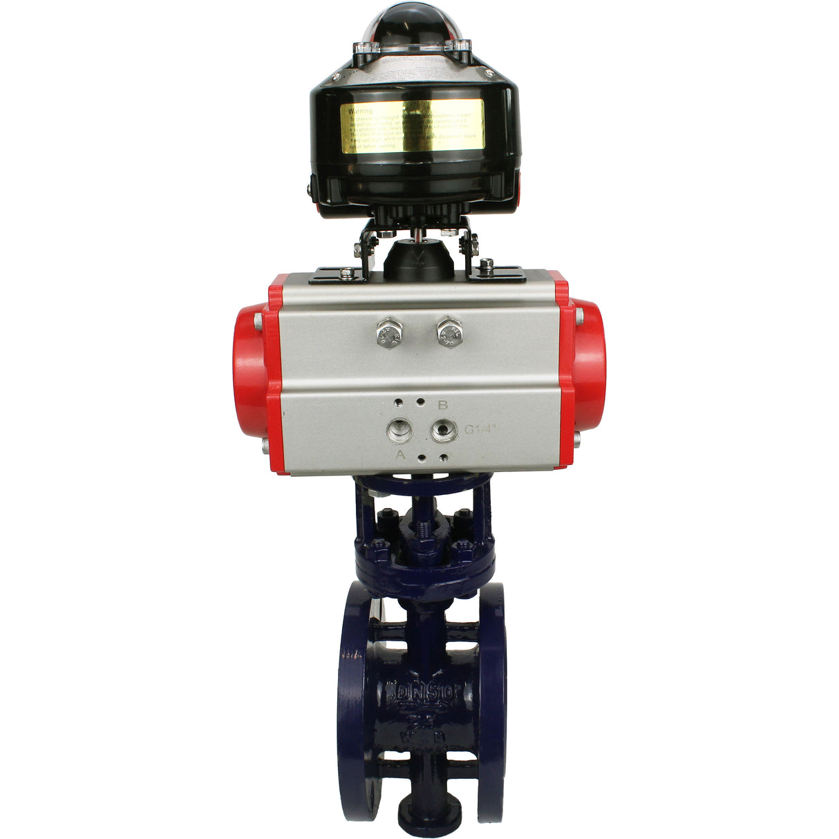 Wasser-Schmetterlingsventil Elephant WBV3EX-3432M-1W-F-ISO, Gehäusematerial - Kohlenstoffstahl, Scheibenmaterial - Edelstahl AISI 316, Dichtung - Metall, pneumatischer Antrieb PA-SA mit Rückstellfedern, , LSU APL-510N EX