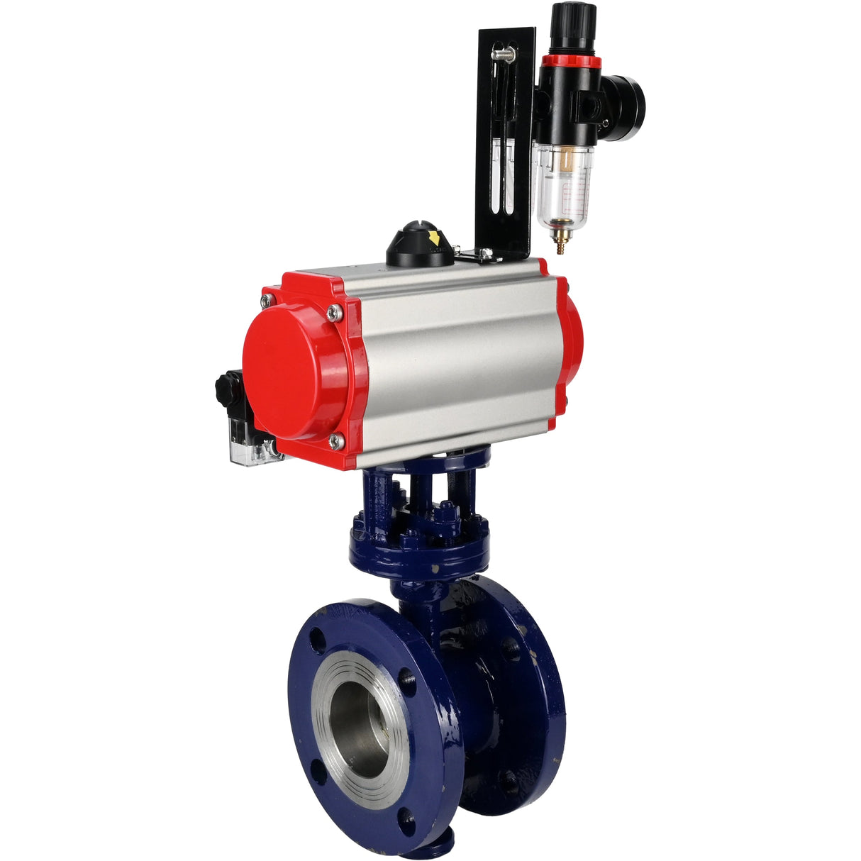 Wasser-Schmetterlingsventil Elephant WBV3EX-3432M-1W-F-ISO, Gehäusematerial - Kohlenstoffstahl, Scheibenmaterial - Edelstahl AISI 316, Dichtung - Metall, pneumatischer Antrieb PA-DA Doppelwirkung, 4M310-08 24V ATU AFC2000