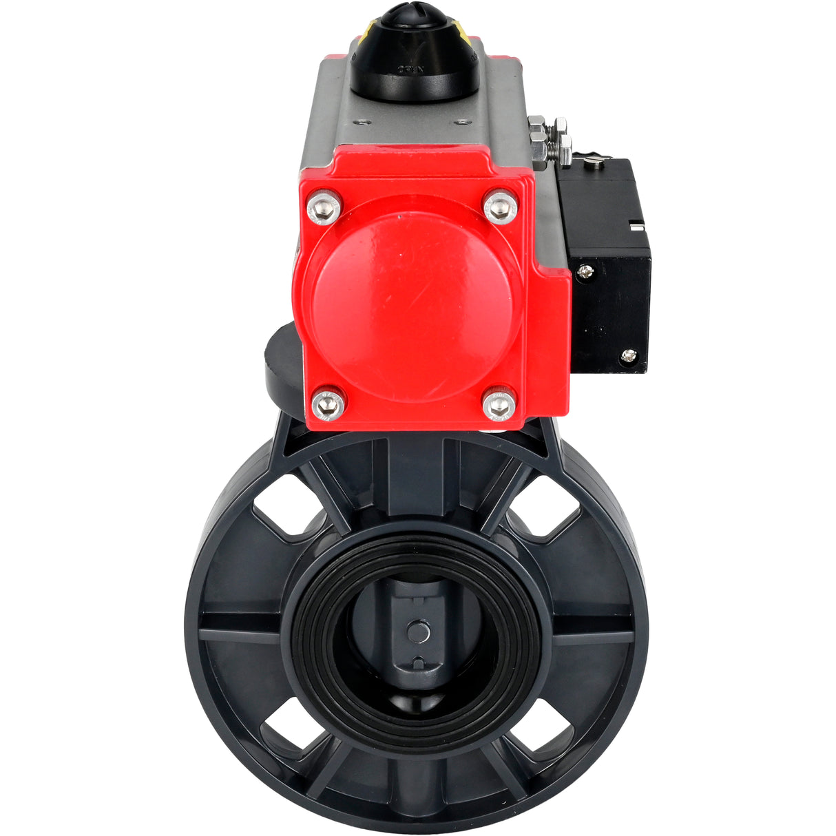 Butterfly valves Elephant WBV4242E-2W-Fb-ISO, body material - UPVC, disc material - UPVC, seal - EPDM, with pneumatic actuator with return springs PA-SA and pneumatic distributor 4M310-08 NAMUR 220V