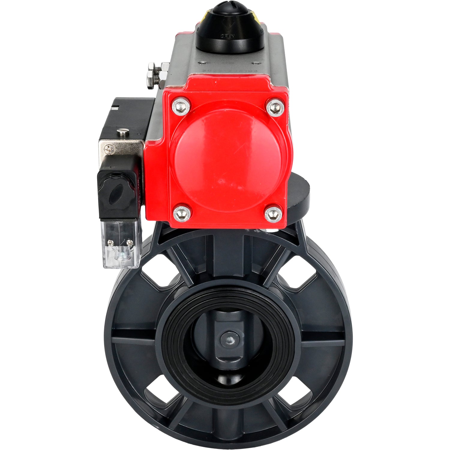Butterfly valves Elephant WBV4242E-2W-Fb-ISO, body material - UPVC, disc material - UPVC, seal - EPDM, with pneumatic actuator with return springs PA-SA and pneumatic distributor 4M310-08 NAMUR 220V