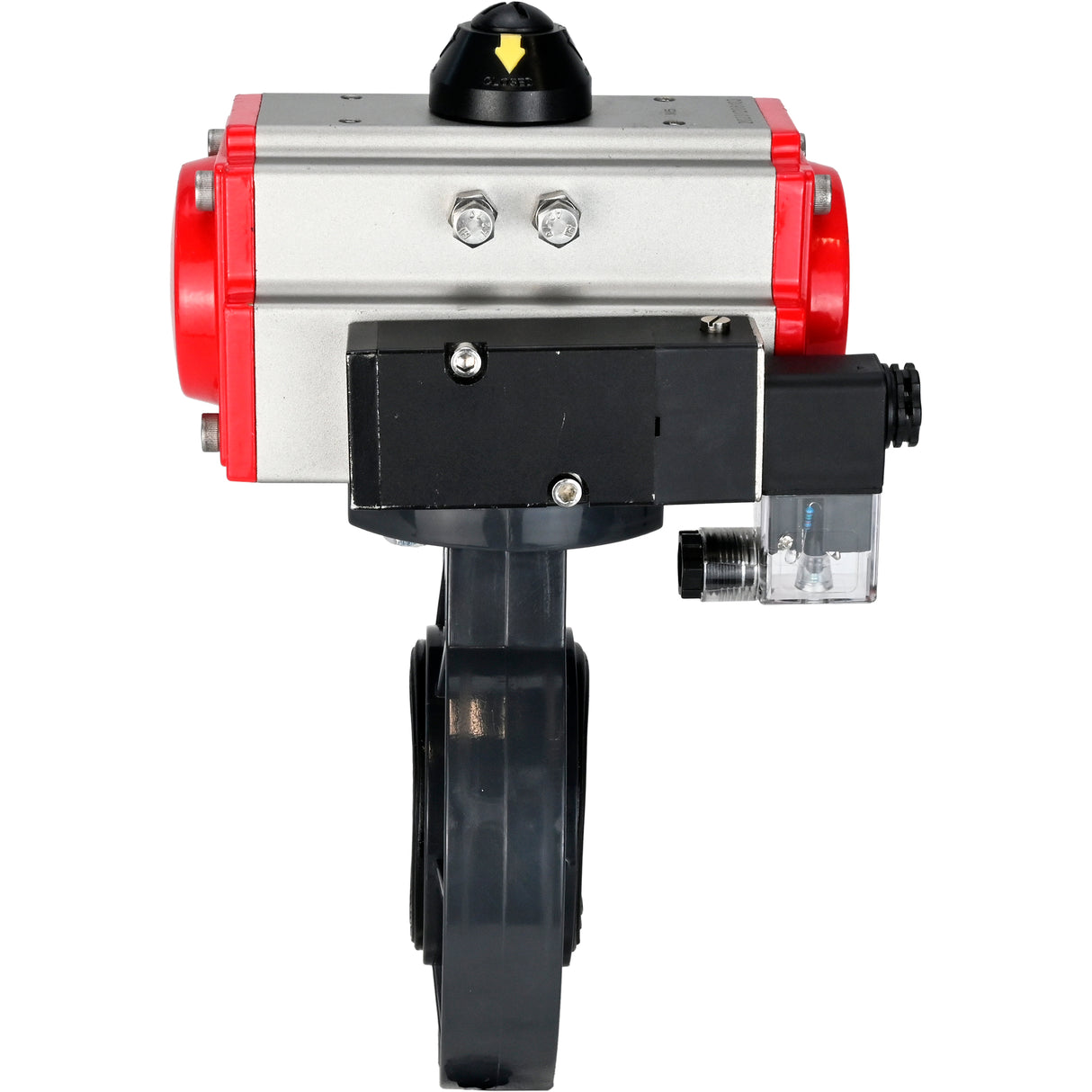 Butterfly valves Elephant WBV4242E-2W-Fb-ISO, body material - UPVC, disc material - UPVC, seal - EPDM, with pneumatic actuator with return springs PA-SA and pneumatic distributor 4M310-08 NAMUR 220V