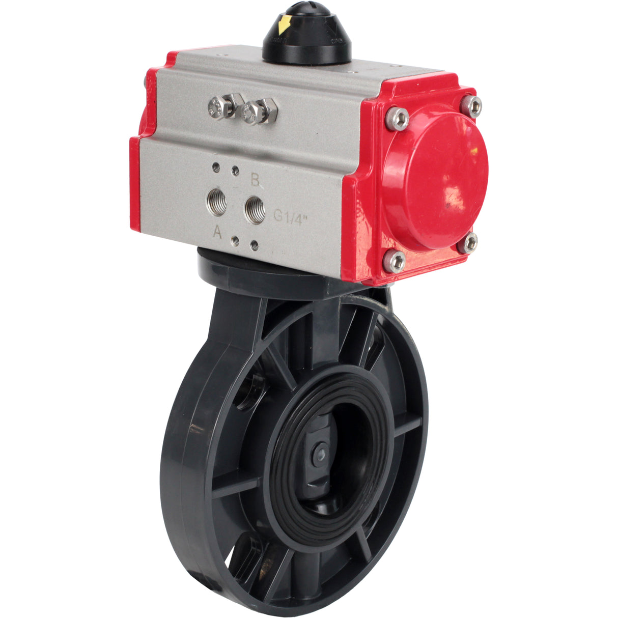 Butterfly valves Elephant WBV4242E-2W-Fb-ISO, body material - UPVC, disc material - UPVC, seal - EPDM, with pneumatic actuator double action PA-DA