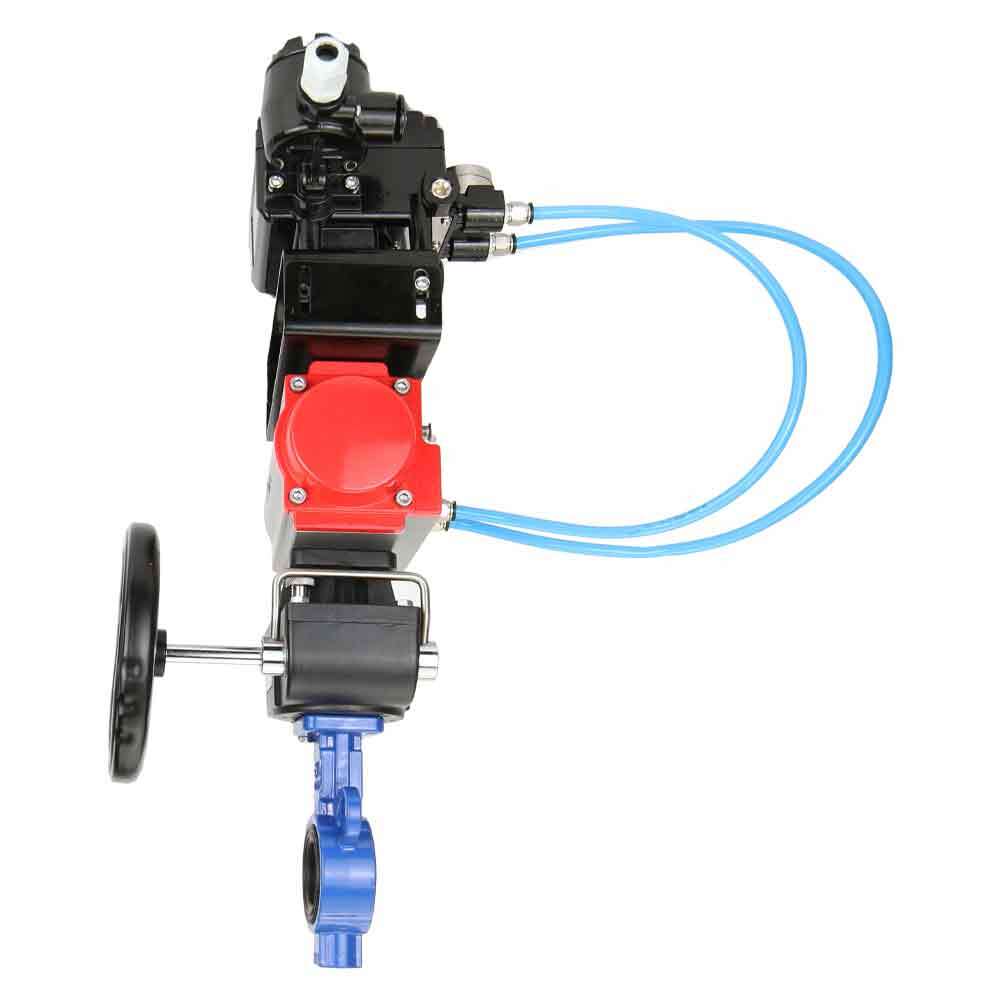 Wasser-Schmetterlingsventil Elephant st-316l-viton-da-hdm-yt1000rsi, Gehäusematerial - Kohlenstoffstahl WCB, Scheibenmaterial - Edelstahl AISI 316L, Dichtung - VITON, pneumatisch betätigt