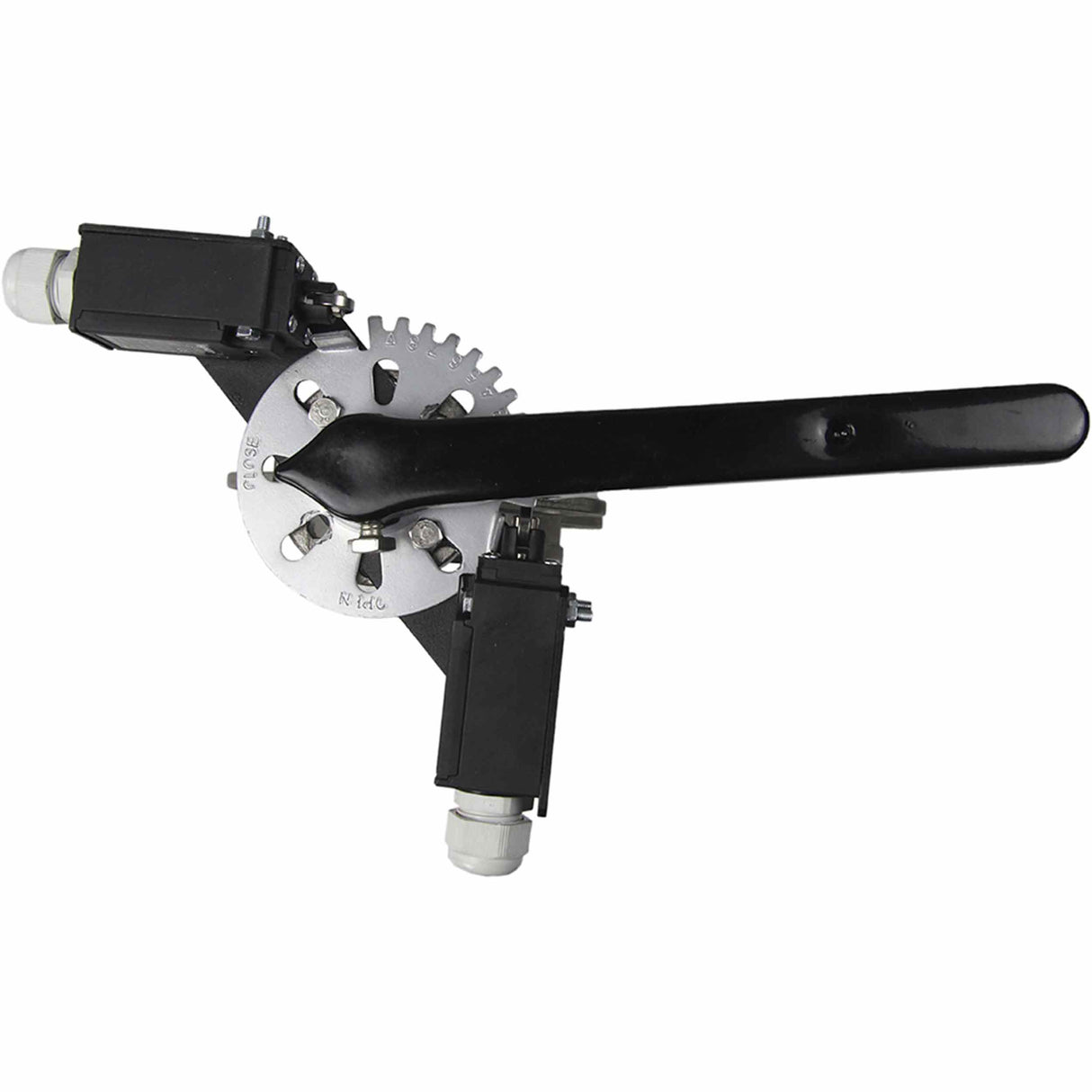 Wasser-Schmetterlingsventil Elephant 316L-316L-PTFE Gehäusematerial - Edelstahl AISI 316L, Scheibenmaterial - Edelstahl AISI 316L, Dichtung - PTFE mit Griff, mit zwei LS-103 250V Endschaltern und einer Halterung zur Montage der Endschalter