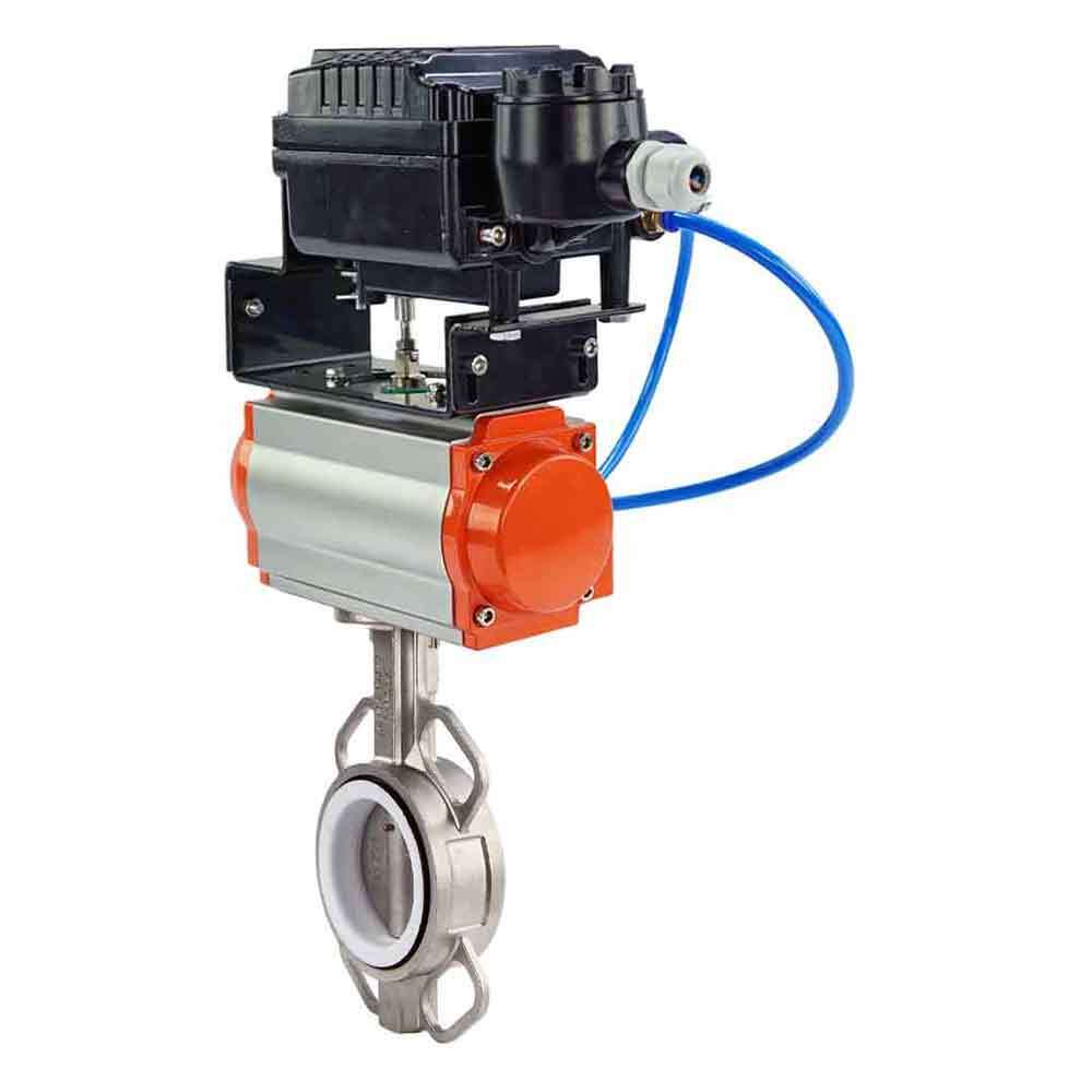 Wasser-Schmetterlingsventil Elephant 316l-ptfe-elephant-da-yt1000rsn, Gehäusematerial - Edelstahl AISI 316L, Scheibenmaterial - Edelstahl AISI 316L, Dichtung - PTFE, pneumatisch betätigt