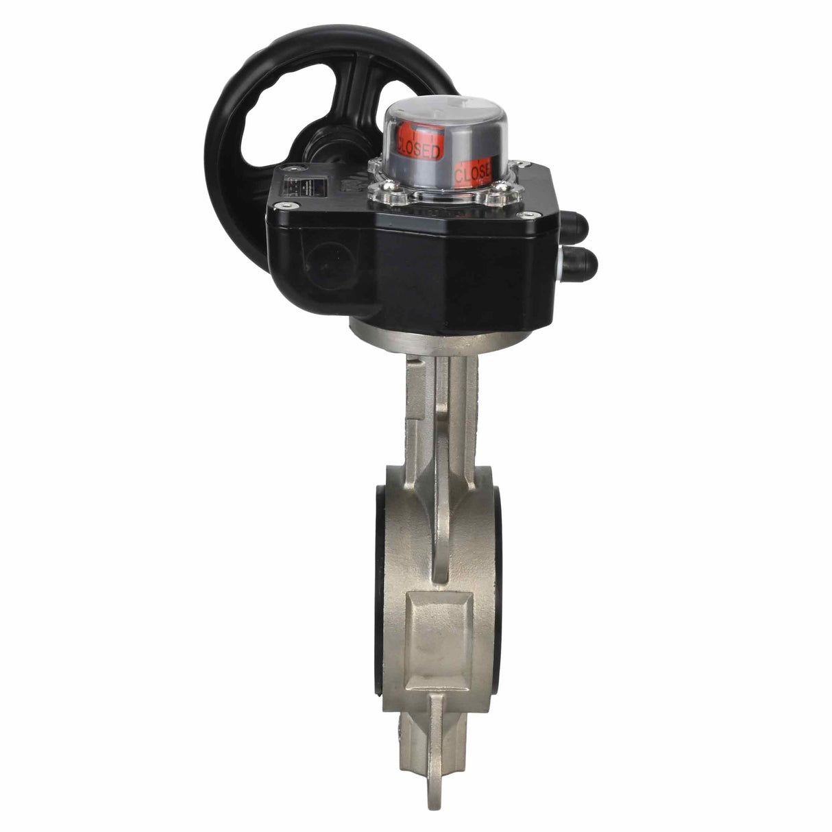 Wasser-Schmetterlingsventil Elephant 316L-316L-VITON Gehäusematerial - Edelstahl AISI 316L, Scheibenmaterial - Edelstahl AISI 316L, Dichtung - Viton mit Getriebe Elephant HGB, mit Positionsanzeige