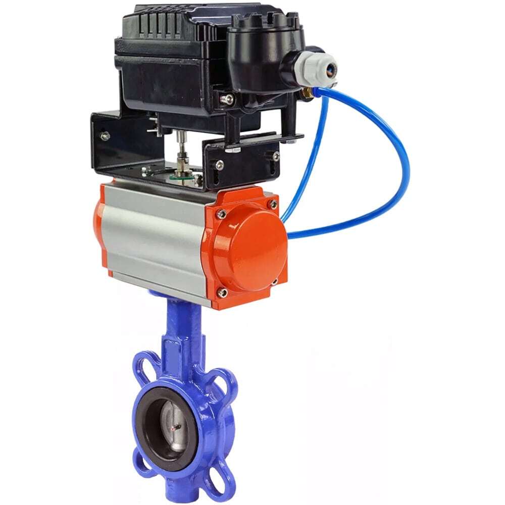 Wasser-Drosselklappe Elephant WBV1332N-2W-Fb-H Gehäusematerial - Grauguss GGG50, Scheibenmaterial - Edelstahl 316L, Dichtung - NBR mit pneumatischem Antrieb mit Rückstellfedern SA, elektropneumatischem Stellungsregler mit Rückmeldung Elephant YT-1000RSI