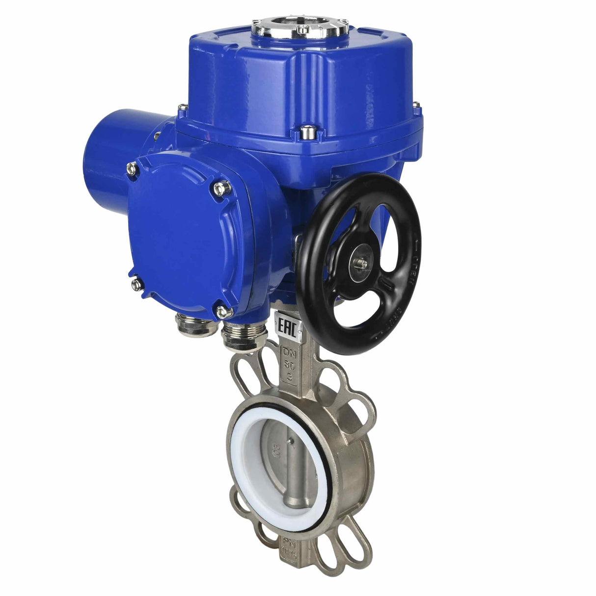 Absperrschmetterlingsventil Water Elephant 316L-316L-PTFE Gehäusematerial - Edelstahl AISI 316L, Scheibenmaterial - Edelstahl AISI 316L, Dichtung - PTFE mit 1/4-Umdrehungs-Elektroantrieb Elephant QT-W (M) 220V