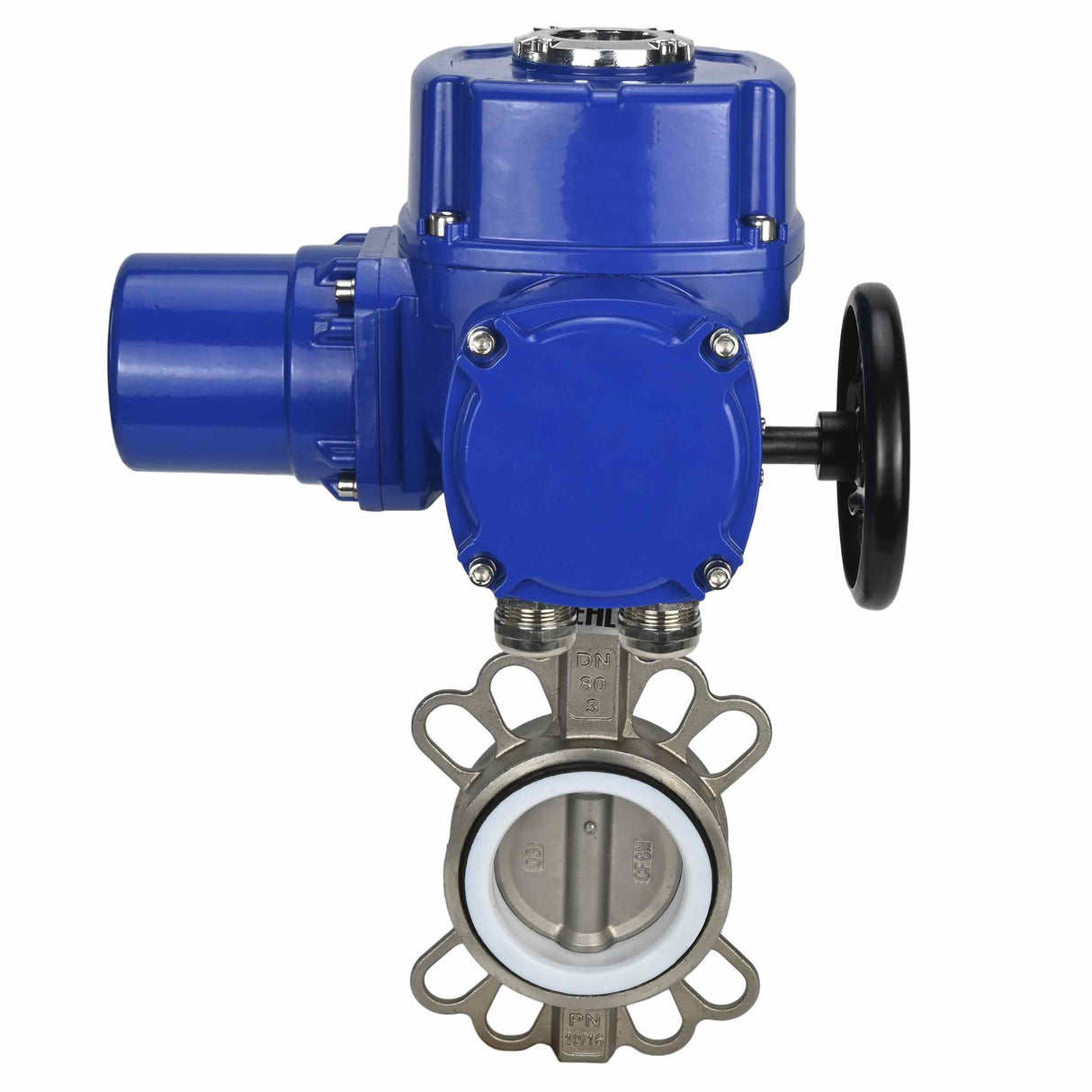 Absperrschmetterlingsventil Water Elephant 316L-316L-PTFE Gehäusematerial - Edelstahl AISI 316L, Scheibenmaterial - Edelstahl AISI 316L, Dichtung - PTFE mit 1/4-Umdrehungs-Elektroantrieb Elephant QT-W (M) 220V