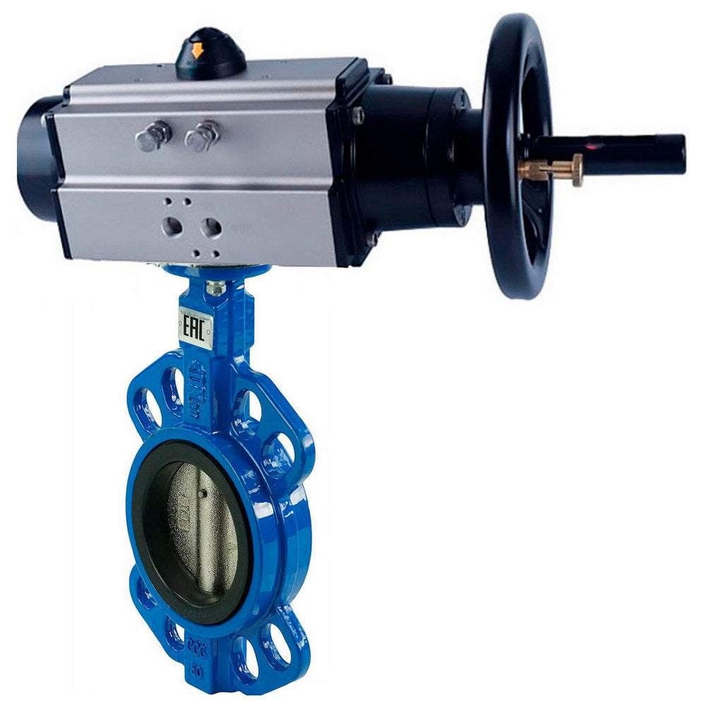 Wasser-Schmetterlingsventil Elephant WBV1616E-2W-Fb-H, Gehäusematerial - Gusseisen QT450, Scheibenmaterial - Gusseisen QT450, Dichtung - EPDM, pneumatischer Antrieb PA-DA-105-1 Doppelwirkung