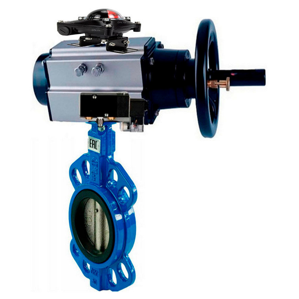 Wasser-Schmetterlingsventil Elephant WBV1616E-2W-Fb-H, Gehäusematerial - Gusseisen QT450, Scheibenmaterial - Gusseisen QT450, Dichtung - EPDM, pneumatischer Antrieb PA-DA-105-1 Doppelwirkung, 4M310-08 220V, LSU APL-510N EX