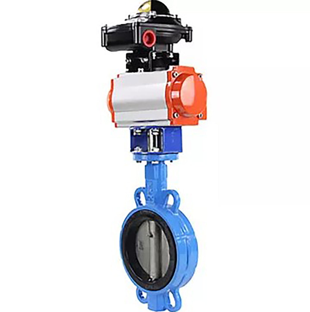 Wasser-Schmetterlingsventil Elephant WBV1632E-2W-Fb-H, Gehäusematerial - Gusseisen QT450, Scheibenmaterial - Edelstahl AISI 316L, Dichtung - EPDM, pneumatischer Antrieb PA-DA Doppelwirkung, LSU APL-410N EX