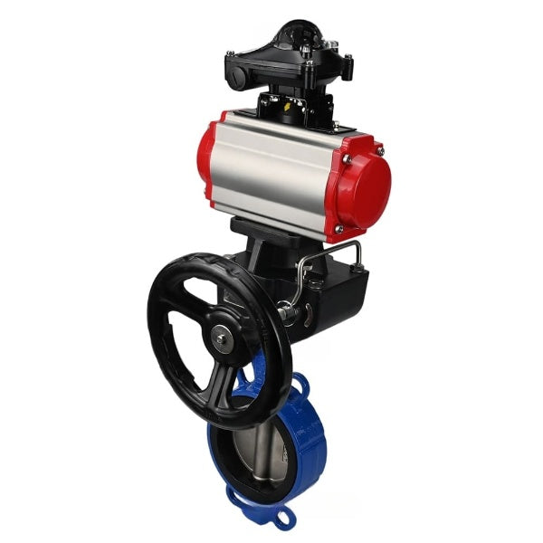 Wasser-Schmetterlingsventil Elephant WBV1632E-2W-Fb-H, Gehäusematerial - Gusseisen QT450, Scheibenmaterial - Edelstahl AISI 316L, Dichtung - EPDM, pneumatischer Antrieb PA-DA Doppelwirkung, LSU APL-510N EX, Handrad MON