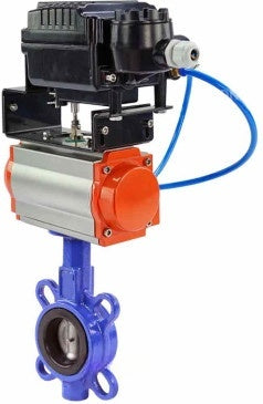 Wasser-Schmetterlingsventil Elephant WBV1632E-2W-Fb-H, Gehäusematerial - Gusseisen QT450, Scheibenmaterial - Edelstahl AISI 316L, Dichtung - EPDM, pneumatischer Antrieb PA-DA Doppelwirkung, Positionsgeber YT-1000RSN ohne Rückmeldung