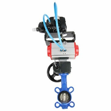 Wasser-Schmetterlingsventil Elephant WBV1632E-2W-Fb-H, Gehäusematerial - Gusseisen QT450, Scheibenmaterial - Edelstahl AISI 316L, Dichtung - EPDM, pneumatischer Antrieb PA-DA Doppelwirkung, Positionsgeber YT-1000RSN ohne Rückmeldung, Handrad MON