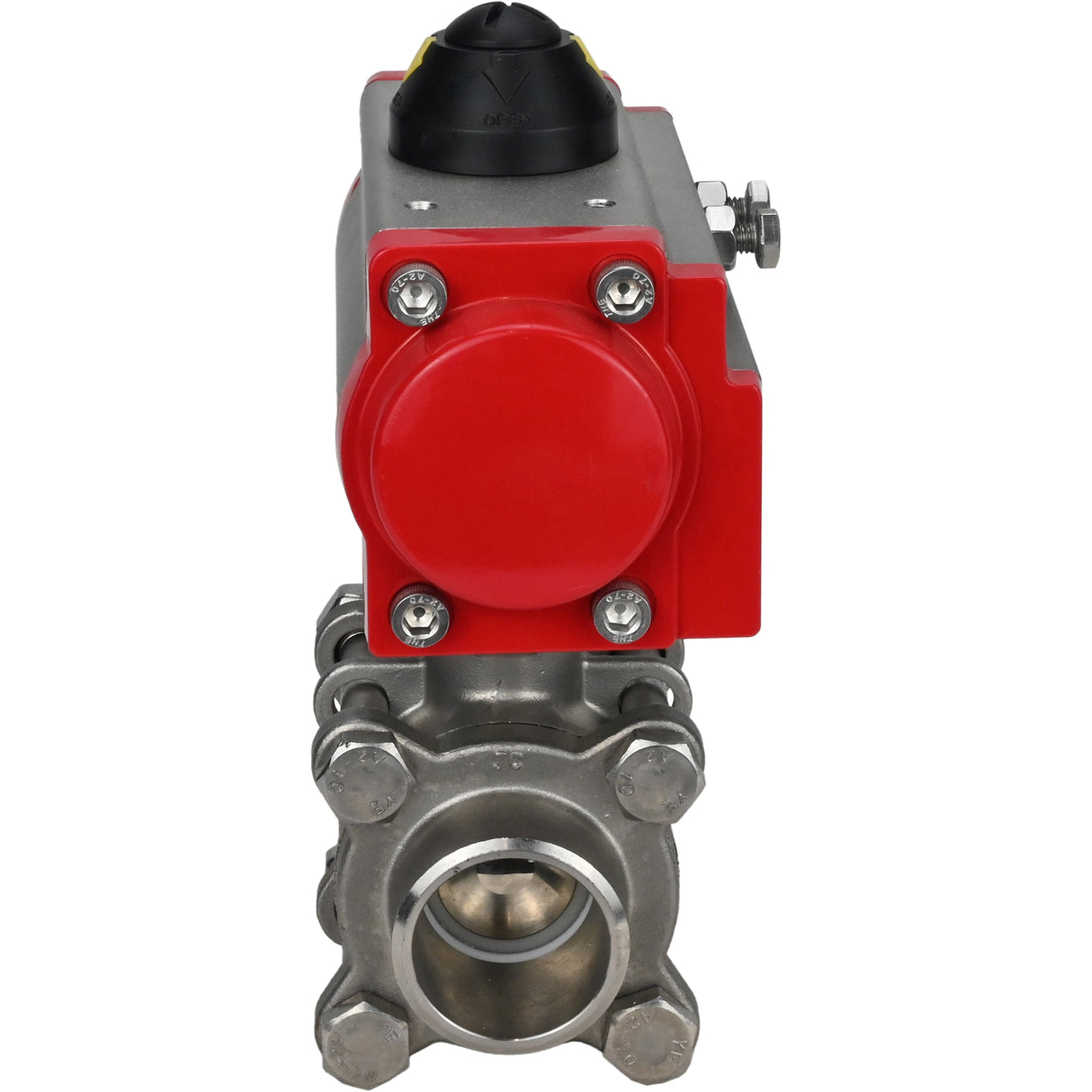 Kugelhahn aus Edelstahl Elephant kshpp-316200-da, Gehäusematerial - Edelstahl AISI 316, Kugelmaterial - Edelstahl AISI 316, Dichtung - PTFE, pneumatisch betätigt