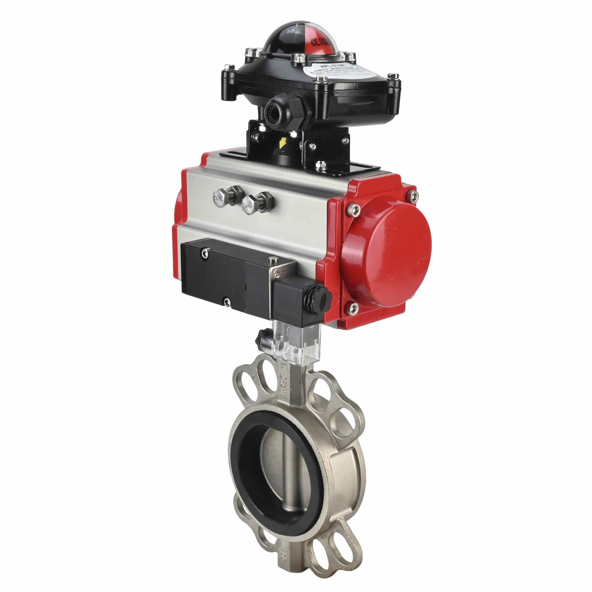 Wasserabsperrklappe Elephant 316l-316l-epdm-sa-4m310-110/220-apl210n, Gehäusematerial – Edelstahl AISI 316L, Scheibenmaterial – Edelstahl AISI 316L, Dichtung – EPDM, pneumatischer Antrieb betätigt