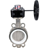 Wasser-Schmetterlingsventil Elephant 316L-PTFE-HGB, Gehäusematerial - Edelstahl AISI 316L, Scheibenmaterial - Edelstahl AISI 316L, Dichtung - PTFE, getriebegetrieben