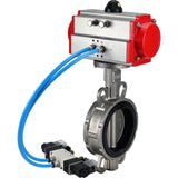 Wasser-Schmetterlingsventil Elephant WBV3232V-2W-Fb-H, Gehäusematerial - Edelstahl AISI 316L, Scheibenmaterial - Edelstahl AISI 316L, Dichtung - Viton, mit pneumatischem Doppelwirkungsantrieb PA-DA, 4V320-10 220V