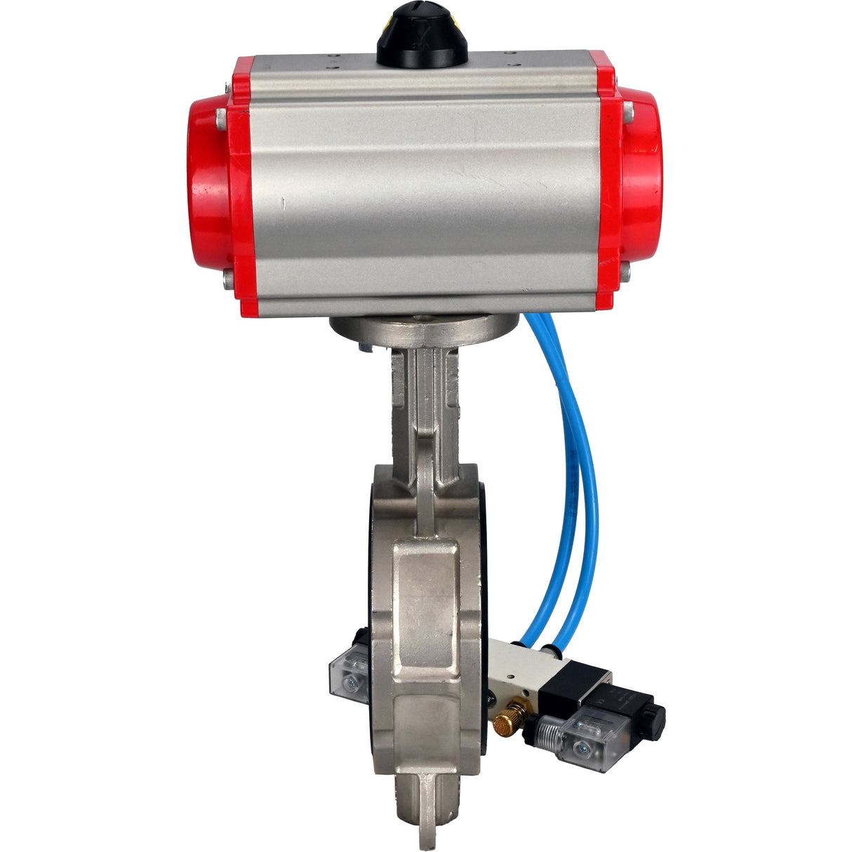 Wasser-Schmetterlingsventil Elephant WBV3232V-2W-Fb-H, Gehäusematerial - Edelstahl AISI 316L, Scheibenmaterial - Edelstahl AISI 316L, Dichtung - Viton, mit pneumatischem Doppelwirkungsantrieb PA-DA, 4V320-10 220V