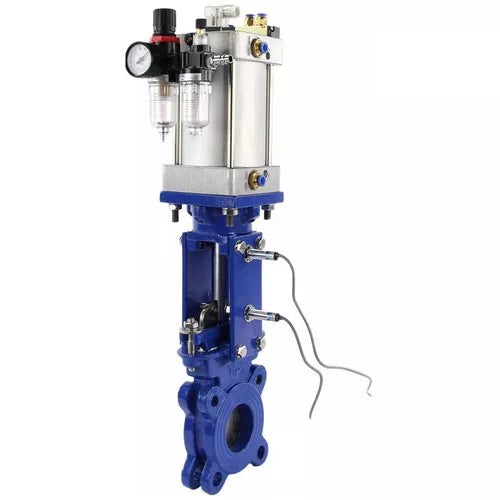 Gate valves ELEPHANT GVKR1331E-2W-Fb-2P DN50-300 10 bar interflanged, with sliding spindle, body - cast iron GGG-40, seal - EPDM, with pneumatic actuator, WENZ, pneumatic valve 4V210-08 220V, sensors LJ12A3-4-J/EZ 220V and air filter AFC2000