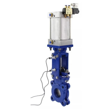 Knife gate valve Elephant GVKR1331E-1W-Fb-2P DN50-300 6/10/16 bar flanged joint, spindle - retractable, body - cast iron GGG40, seal - EPDM, with pneumatic drive, WENZ, pneumatic distributor 4V210-08 220V