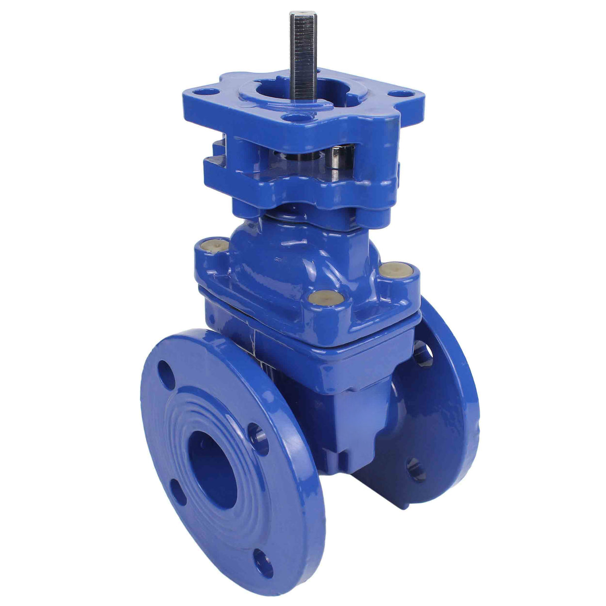 Keilschieber Elephant 30X939H GVWN1414E-2W-F mit OST-Flansch, Gehäuse - Gusseisen GGG50, Keil - Gusseisen + EPDM, Dichtung - EPDM, nur Spindel, Farbe - blau